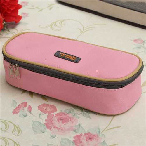 Large Capacity Canvas Zipper Pencil Case Pen Cosmetic Bag