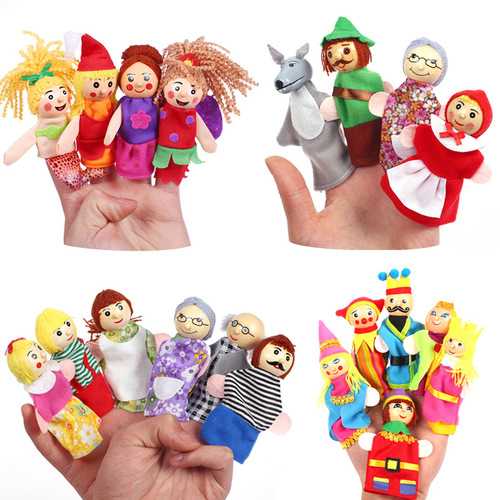 Christmas 7 Types Family Finger Puppets Set Soft Cloth Doll For Kids Childrens Gift Plush Toys