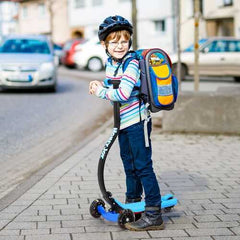 Folding Kids C Shape Anti-Collision Adjustable Kick Scooter -Blue