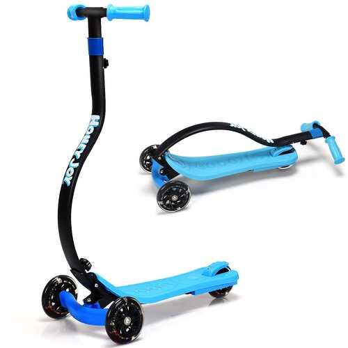 Folding Kids C Shape Anti-Collision Adjustable Kick Scooter -Blue