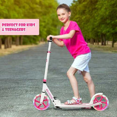 Portable Folding Sports Kick Scooter w/ LED Wheels-Pink