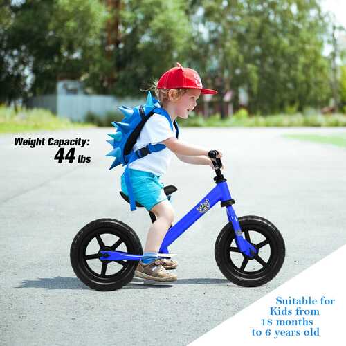 12" Kids No Pedal Balance Bike with Adjustable Seat-Blue