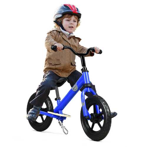 12" Kids No Pedal Balance Bike with Adjustable Seat-Blue