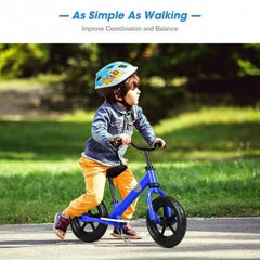 12" Kids No Pedal Balance Bike with Adjustable Seat-Blue