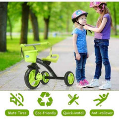 Kids Tricycle Rider with Adjustable Seat-Green