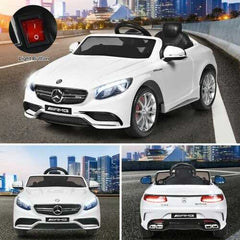 12 V Mercedes-Benz S63 Licensed Kids Ride On Car-White