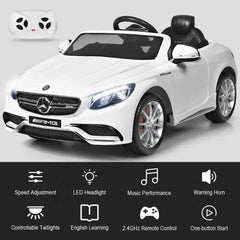 12 V Mercedes-Benz S63 Licensed Kids Ride On Car-White