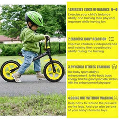 Adjustable Lightweight Kids Balance Bike-Yellow