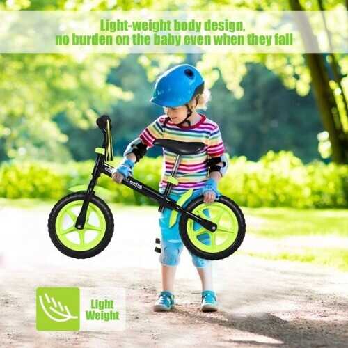 Adjustable Lightweight Kids Balance Bike-Green