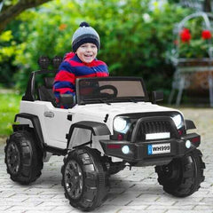 12V Kids Spring Suspension Ride On Truck-White