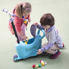 3 in 1 Storage Kids Kick Wheel Scooter w/ Adjust Handle Bar-Blue