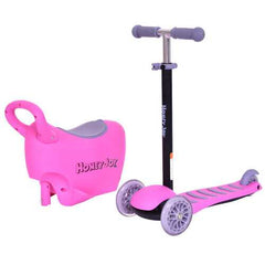 3 in 1 Storage Kids Kick Wheel Scooter w/ Adjust Handle Bar-Pink