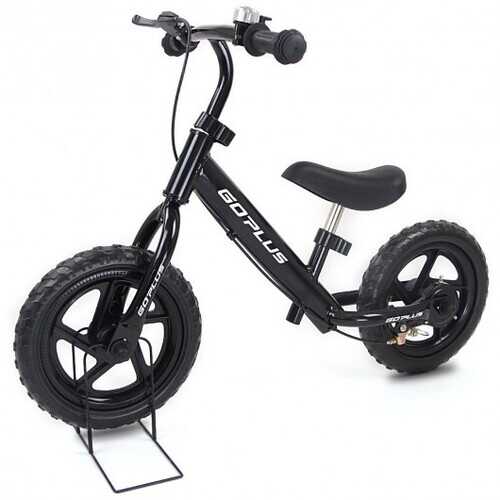 12" Four Colors Kids Balance Bike Scooter with Brakes and Bell-Black