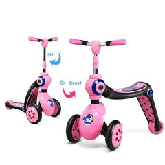 2-in-1 Kick Scooter Balance Trike With 3 Wheel -Pink