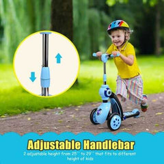 2-in-1 Kick Scooter Balance Trike With 3 Wheel -Blue