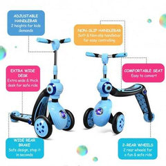 2-in-1 Kick Scooter Balance Trike With 3 Wheel -Blue